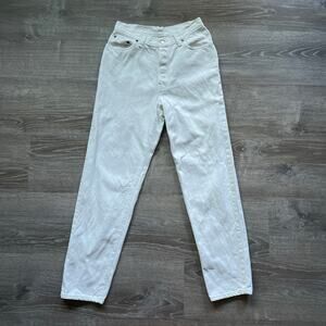 Vtg 90s Levi's White Denim Women's 501 Made in USA High Rise Size 13 S